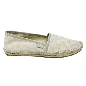 SOLD Gucci GG Supreme Monogram Canvas Flat Espadrille Slip On Shoes Beige EU 39